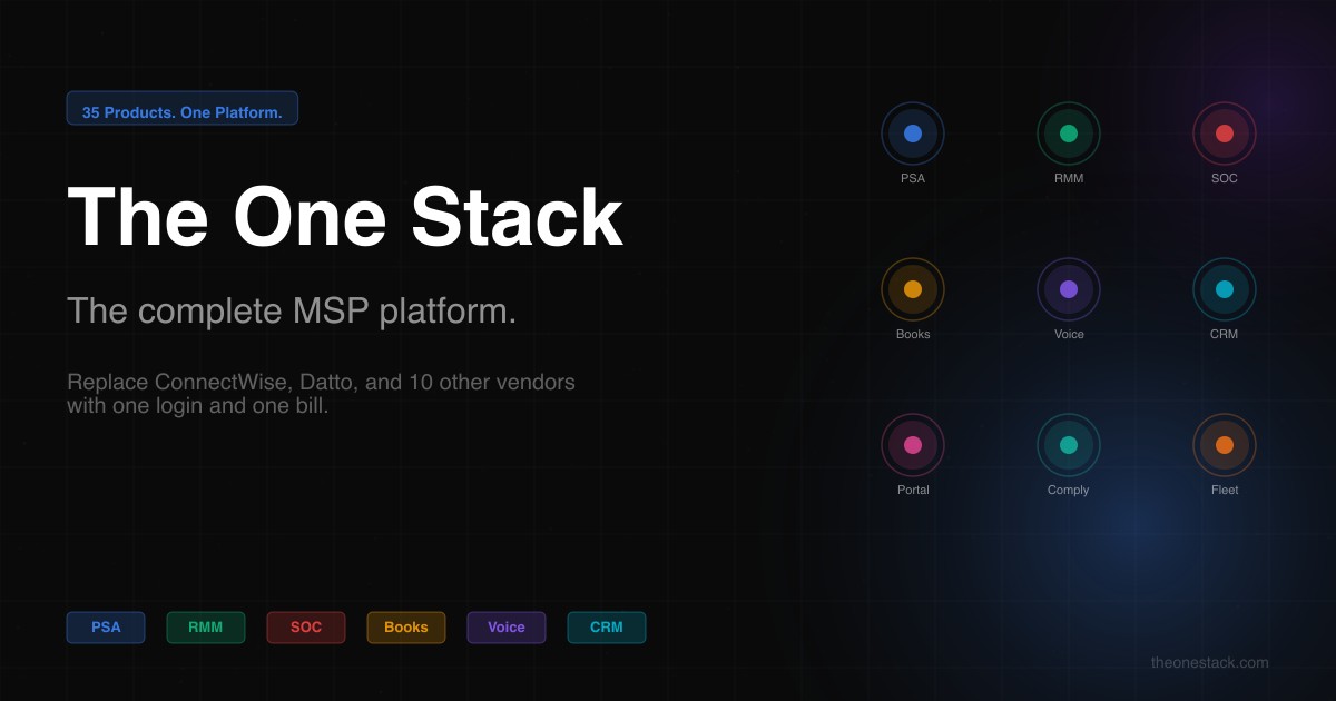 Stack One The One Stack — The All-in-One MSP Platform (PSA, RMM, CRM, Security)